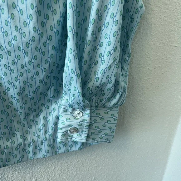 Vintage 70's Button Up Shirt Women's 18 Sodi Miami Blue Disco Dagger Collar - Picture 7 of 14